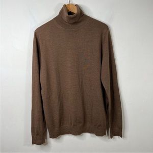 Reiss Sweater Mens Sz L Brown 100% Merino
Wool Pullover Turtleneck